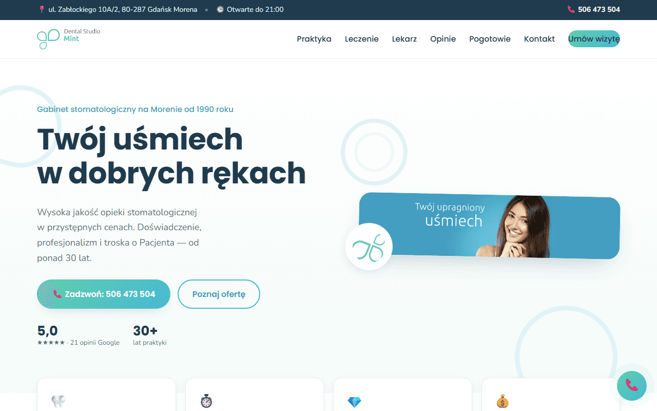 Podgląd strony: Dental Studio Mint